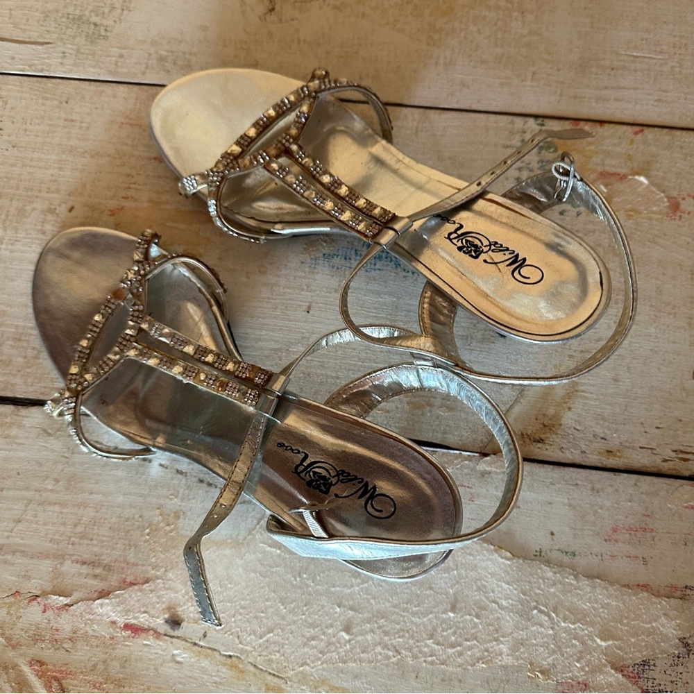 Wild Rose Silver Strappy Sandals